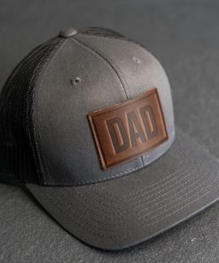 Dad Leather Patch Trucker Hat – Personalized Gift for Father’s Day or Birthday