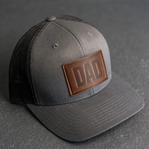 Dad Leather Patch Trucker Hat – Personalized Gift for Father’s Day or Birthday