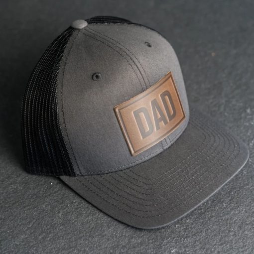 Dad Leather Patch Trucker Hat – Personalized Gift for Father’s Day or Birthday