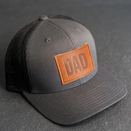 Dad Leather Patch Trucker Hat – Personalized Gift for Father’s Day or Birthday