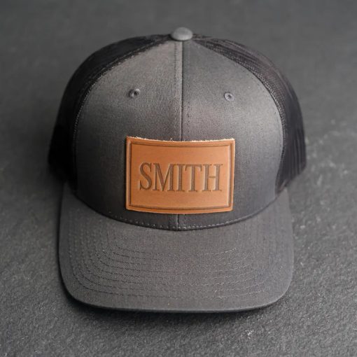 Dad Leather Patch Trucker Hat – Personalized Gift for Father’s Day or Birthday