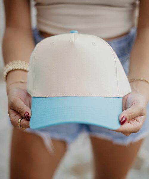 Aqua and Tan Vintage Trucker Hat
