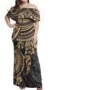 American Samoa Matching Dress And Hawaiian Shirt Polynesian Gold Turtle