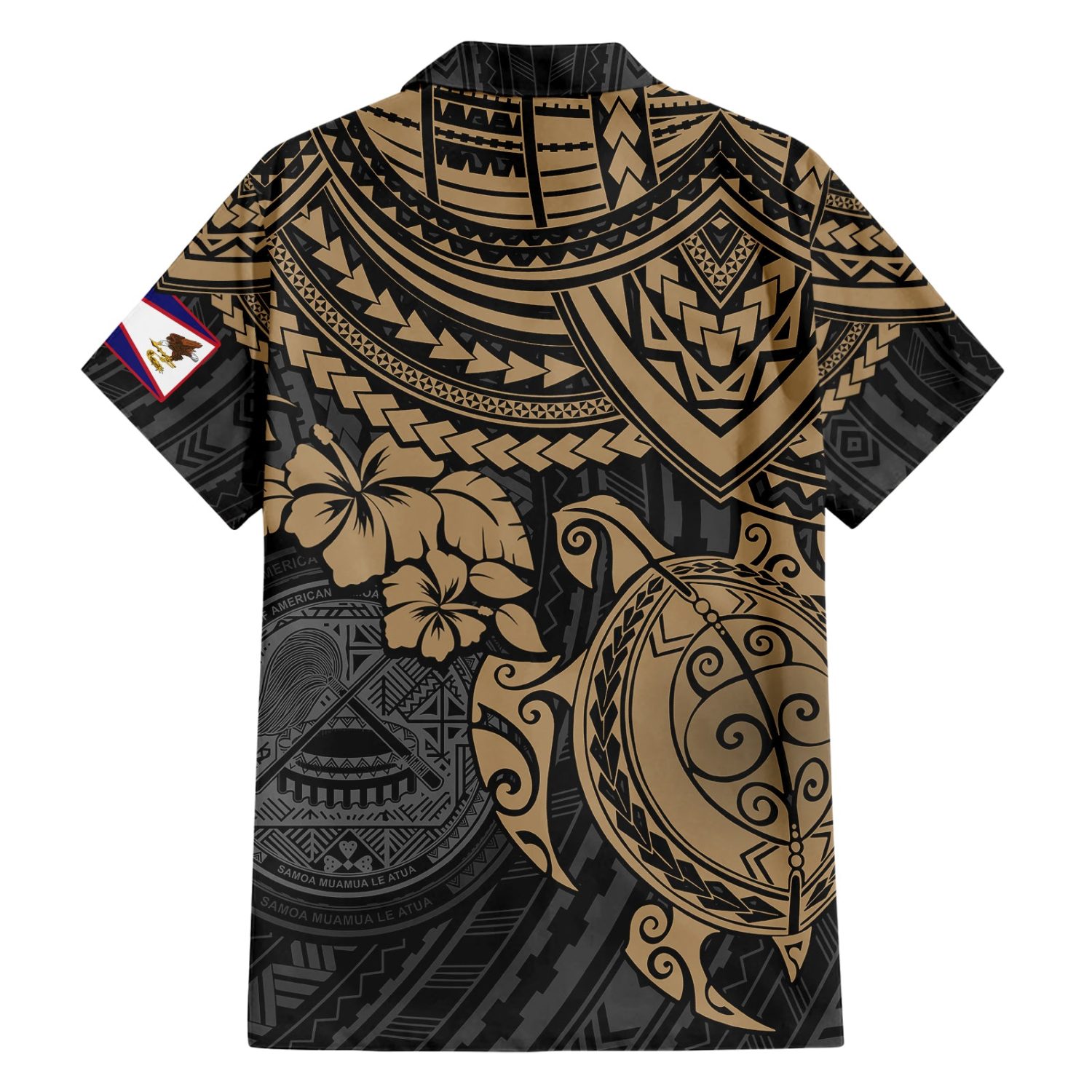 American Samoa Matching Dress And Hawaiian Shirt Polynesian Gold Turtle - Image 4