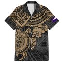 American Samoa Matching Dress And Hawaiian Shirt Polynesian Gold Turtle