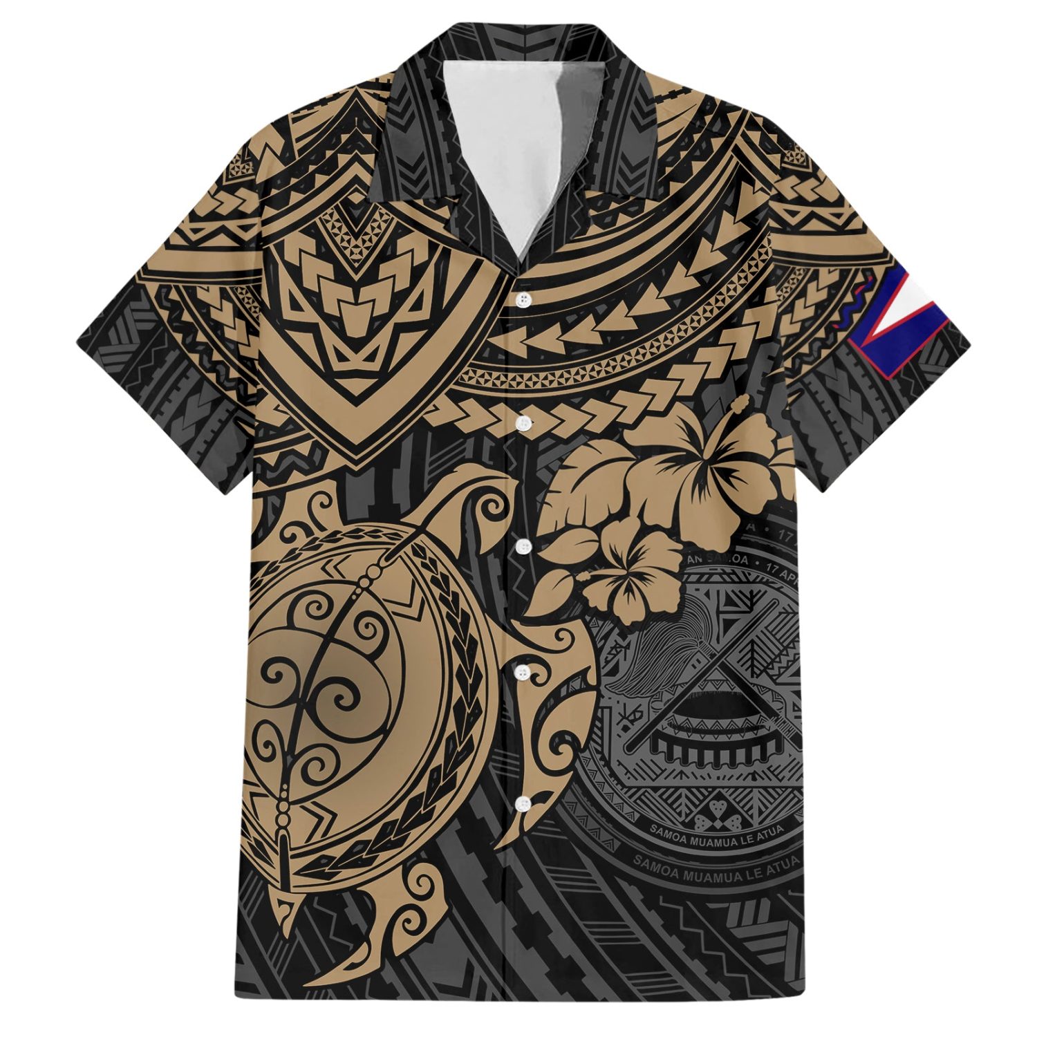 American Samoa Matching Dress And Hawaiian Shirt Polynesian Gold Turtle - Image 5