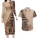 Bula-fiji-couples-matching-long-sleeve-bodycon-dress-and-hawaiian-shirt-tribal-masi-tapa-beige-lt7