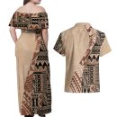 Bula-fiji-couples-matching-off-shoulder-maxi-dress-and-hawaiian-shirt-tribal-masi-tapa-beige-lt7