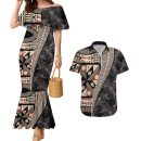 Bula-hibiscus-festival-couples-matching-mermaid-dress-and-hawaiian-shirt-fijian-masi-pattern-half-st