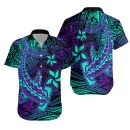 Custom-polynesian-couple-outfits-dress-and-hawaiian-shirt-purple-paradise-hawaiian-tribal-hammerhead