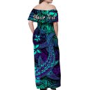 Custom-polynesian-couple-outfits-dress-and-hawaiian-shirt-purple-paradise-hawaiian-tribal-hammerhead