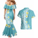 Hawaii-aloha-couples-matching-mermaid-dress-and-hawaiian-shirt-plumeria-vintage-turquoise-lt7