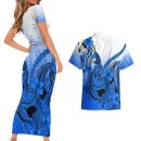 Hawaii Couples Matching Short Sleeve Bodycon Dress And Hawaiian Shirt Polynesian Shark Tattoo With P