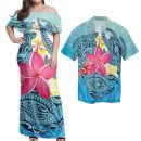 Hawaii Matching Dress And Hawaiian Shirt Hawaii Plumeria Deep Sea Circle Turtle